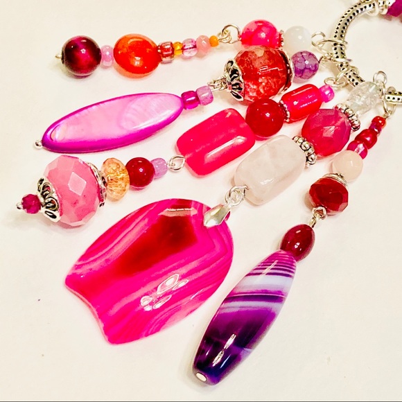 Fuchsia jasper and Mother of Pearl Gem Necklace 20/% Off Green Aventurine SPECIAL OFFER